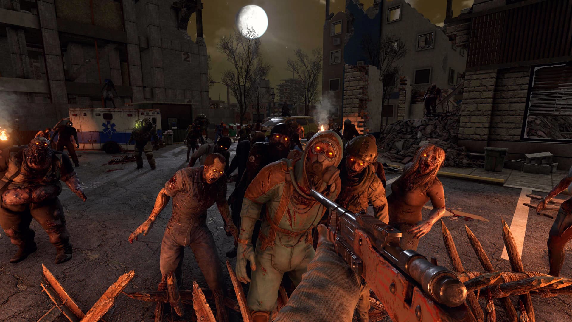 A 7 Days to Die blood moon horde attacking a player's base
